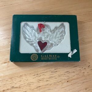 Galway Irish Crystal Cherub with Red Heart Vintage Ornament new in box